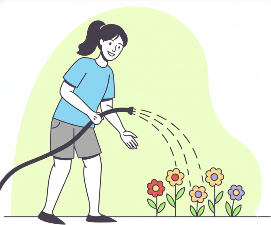 Person watering a tree illustration